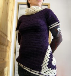 Asymetric tunic crochet by Sylvie Damey, ChezPlum