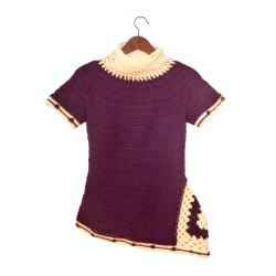 Myrtille tunic asymmetric, crochet pattern by Sylvie Damey ChezPlum