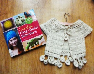 101 one skein crochet projects, with Dancing poppies bolero by Sylvie Damey, http://sylviedamey.com