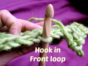 crochet tutorial  - working in the front loop by ChezPlum.com