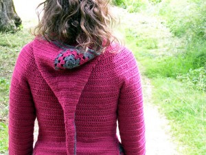 Jehanne hooded cardigan, crochet pattern by Sylvie Damey ChezPlum.com