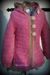 Ermeline hooded cardigan, crochet pattern by Sylvie Damey ChezPlum.com, made by Barjolaine