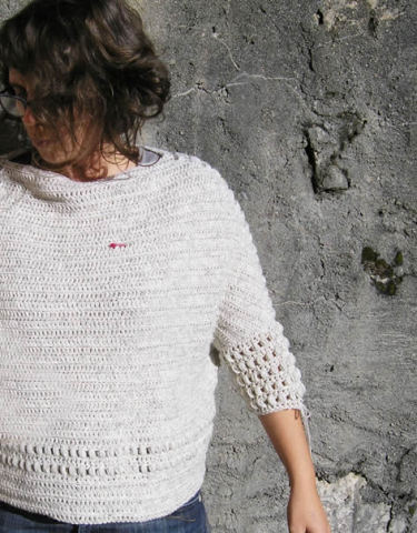 Boxy crochet sweater by Sylvie Damey